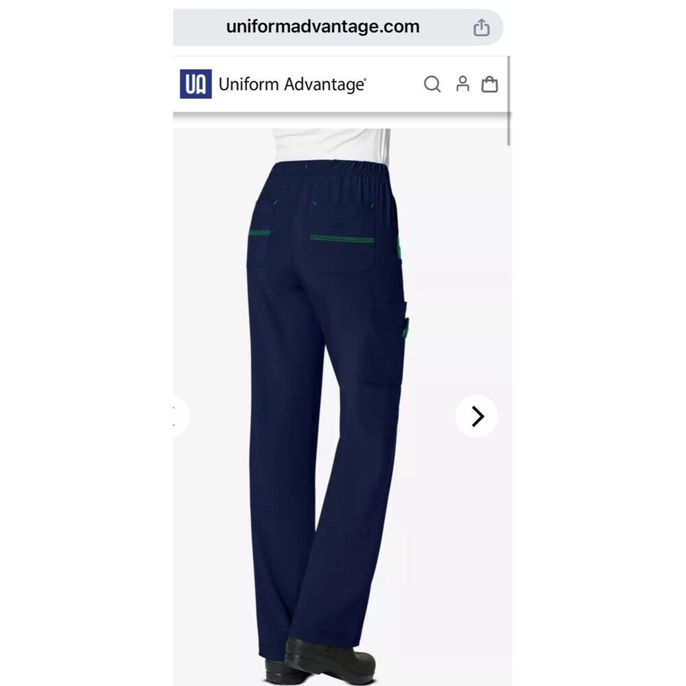 Woman’s Carhartt Scrubs Navy Blue And Green 9 Pocket Work Force Set Size XS - Picture 4 of 9